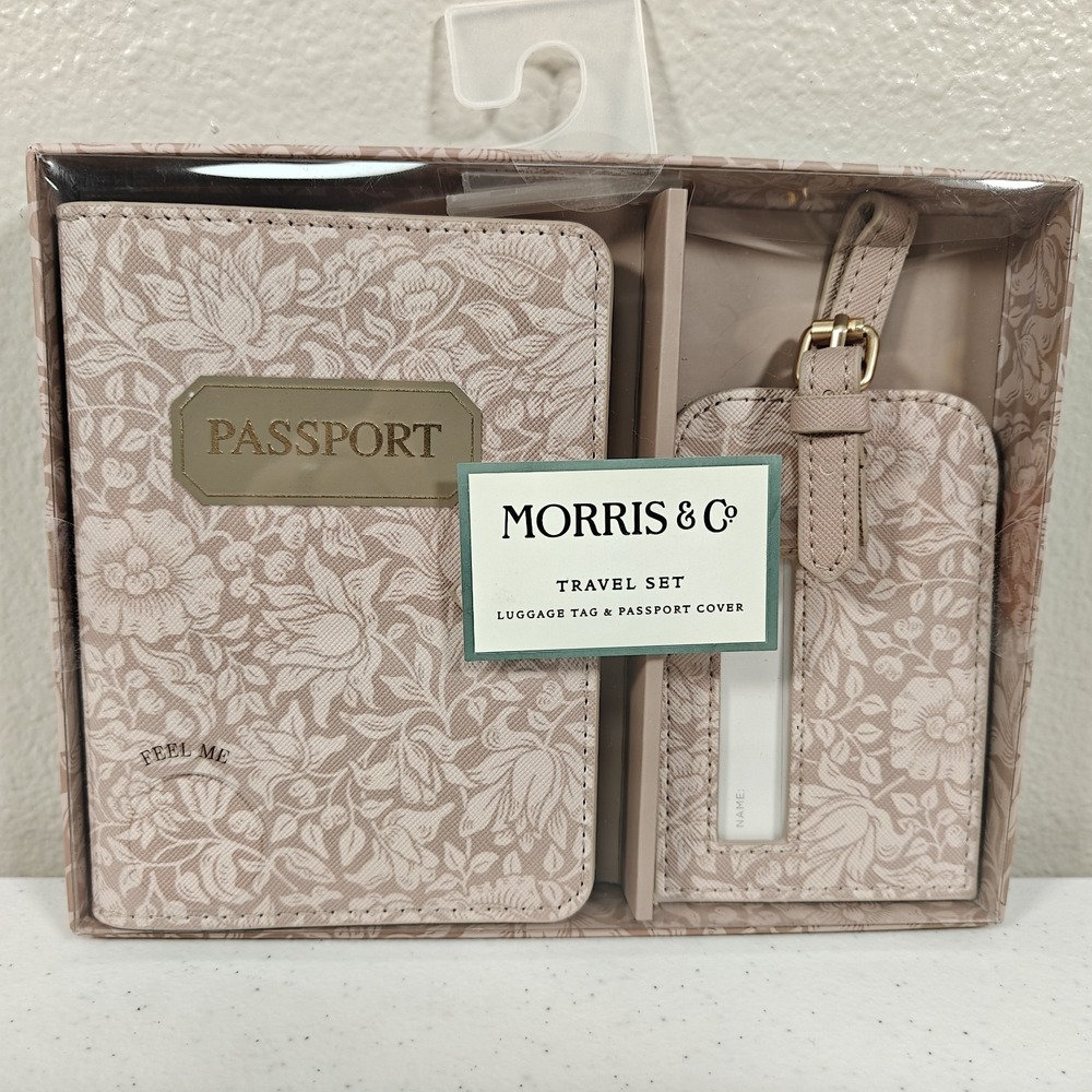Morris & Co William Morris Mallow Passport Cover & Luggage Tag 2pc Travel Set